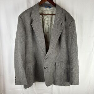 Vintage Pendleton Sport Coat Mens 48 Gray Wool Tweed Patch Pocket Blazer USA